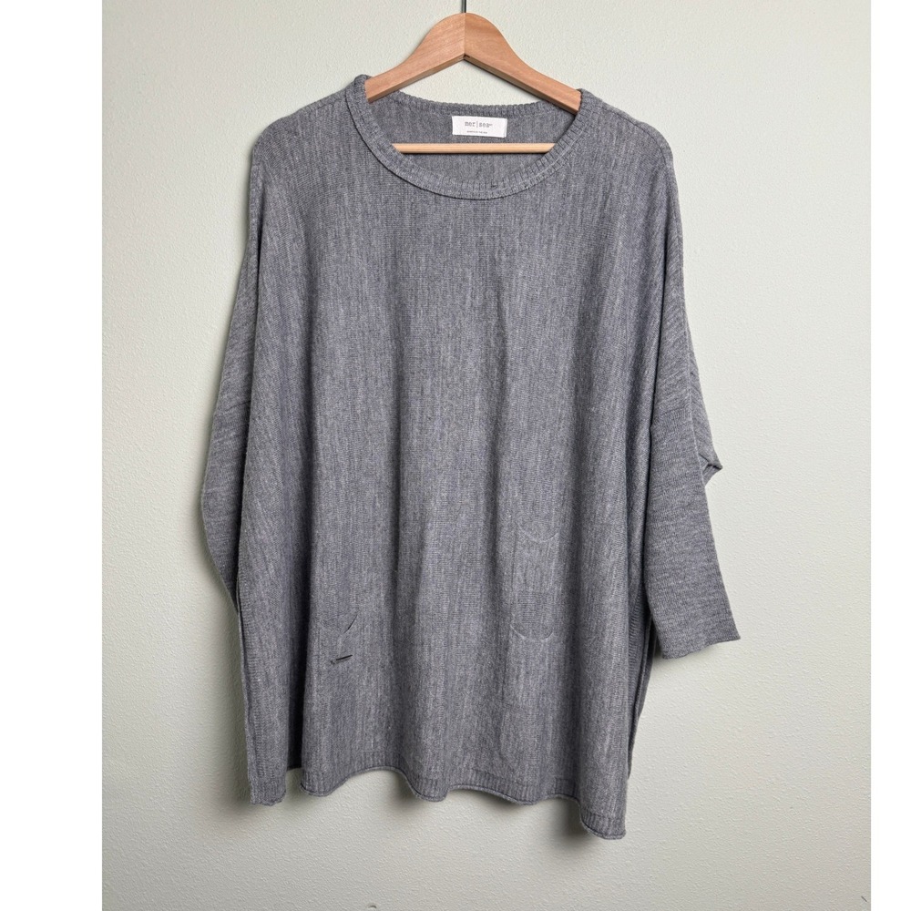 Mersea Catalina Crewneck Sweater Oversized Coastal Travel Gray OS One Size